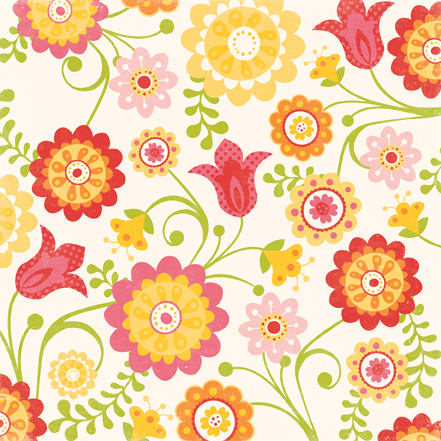 Hello Summer Happy Flowers 12x12 Paper-